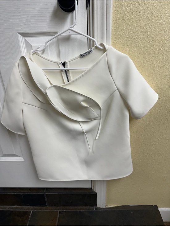 Maticevski Tops - Maticevski Ivory Ruffle Short Sleeve Top